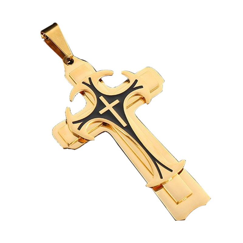 Titán acélból készült kereszt medálos nyaklánc, császári lánccal, férfiaknak, utcai stílus, 72 g