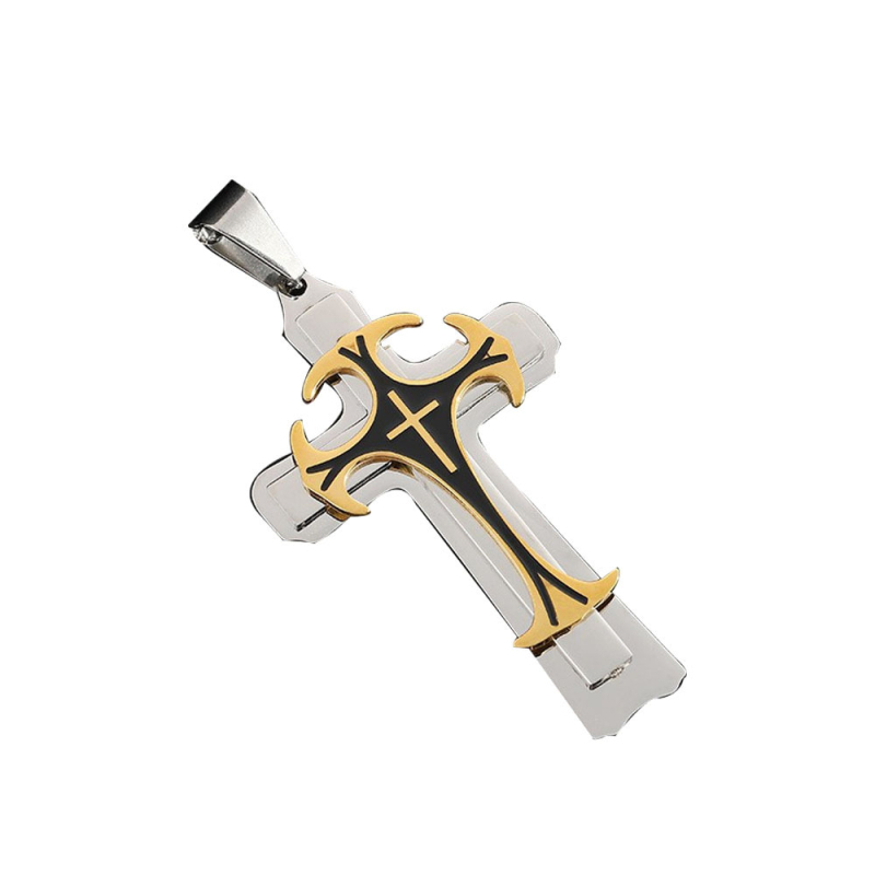 Titán acélból készült kereszt medálos nyaklánc, császári lánccal, férfiaknak, utcai stílus, 72 g