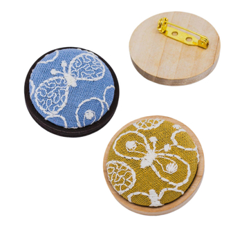 Bross - 3D hímzés, vászon anyag, sárgaréz biztonsági tű, kerek friss dizájn, uniszex