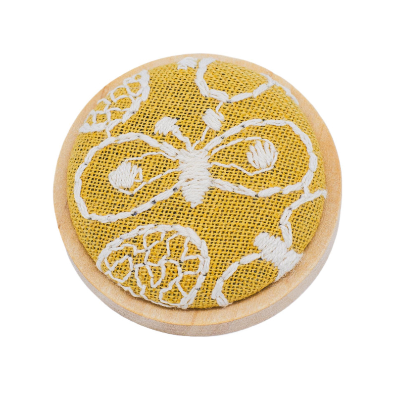 Bross - 3D hímzés, vászon anyag, sárgaréz biztonsági tű, kerek friss dizájn, uniszex