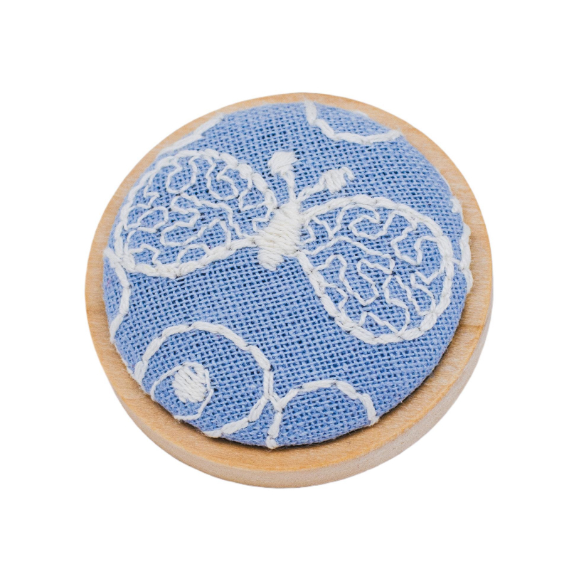 Bross - 3D hímzés, vászon anyag, sárgaréz biztonsági tű, kerek friss dizájn, uniszex