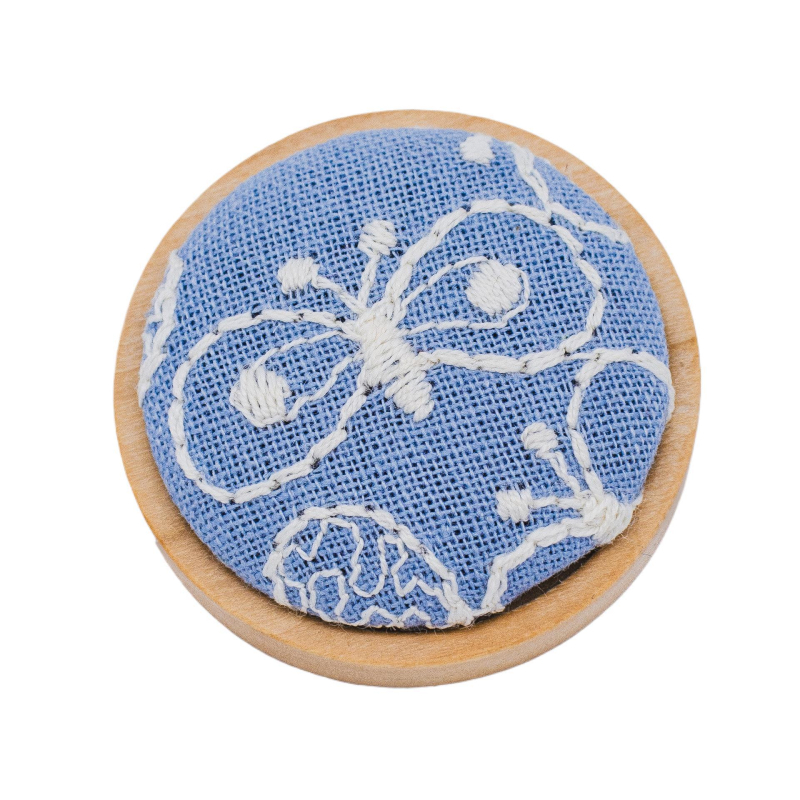 Bross - 3D hímzés, vászon anyag, sárgaréz biztonsági tű, kerek friss dizájn, uniszex