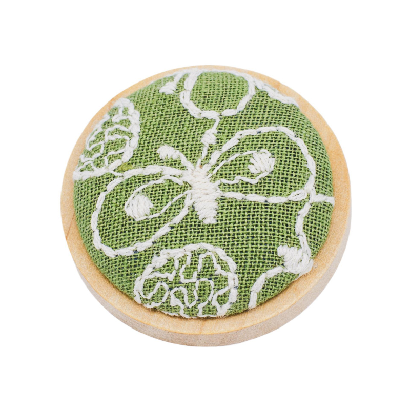 Bross - 3D hímzés, vászon anyag, sárgaréz biztonsági tű, kerek friss dizájn, uniszex