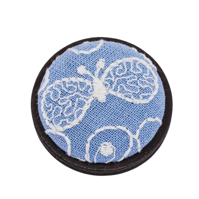 Bross - 3D hímzés, vászon anyag, sárgaréz biztonsági tű, kerek friss dizájn, uniszex