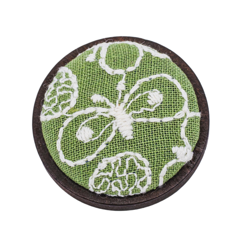 Bross - 3D hímzés, vászon anyag, sárgaréz biztonsági tű, kerek friss dizájn, uniszex