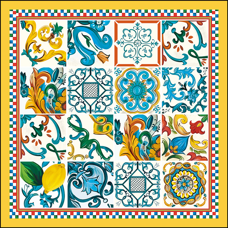 Poliészter négyszögletes sál twill szövésű, uniszex fejkendő, eredeti dizájn