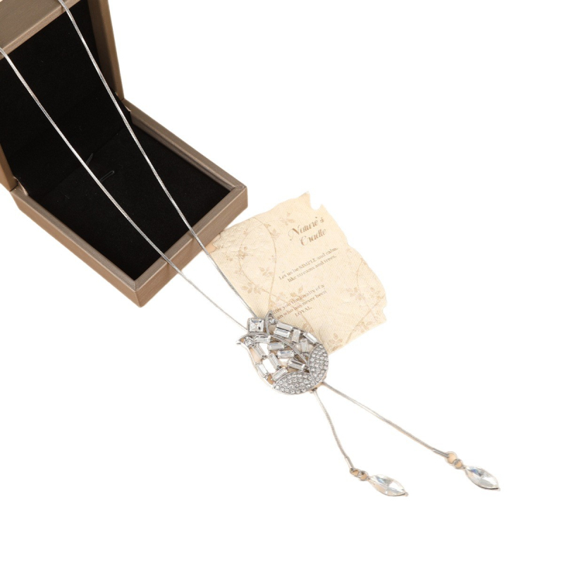 Korėjiečių stiliaus ilgas kaklo papuošalas su gėlių motyvu, lydinio karoliukų grandinė, langinis raštas