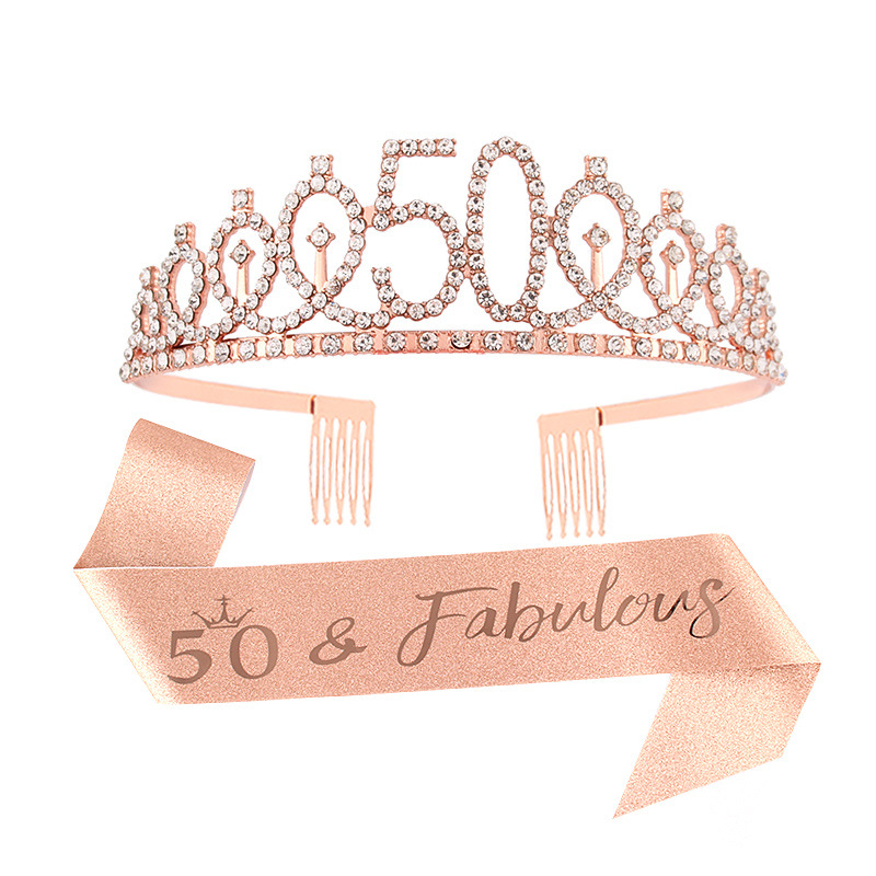 Fém fejkoszorú fehér kristályokkal, betűk/számok, elektroplatírozott, uniszex