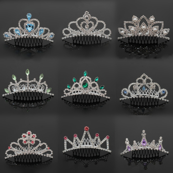 Dječja metalna kruna za glavu, korejskog stila, s češljem, elektroplatirana, pojedinačno pakirana, mogućnost prilagodbe