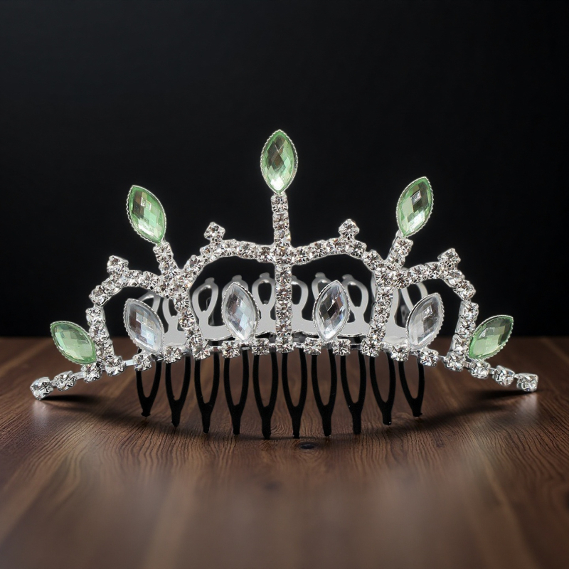 Dječja metalna kruna za glavu, korejskog stila, s češljem, elektroplatirana, pojedinačno pakirana, mogućnost prilagodbe