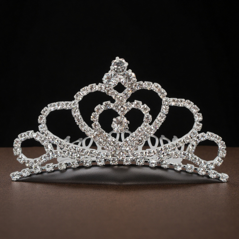 Dječja metalna kruna za glavu, korejskog stila, s češljem, elektroplatirana, pojedinačno pakirana, mogućnost prilagodbe