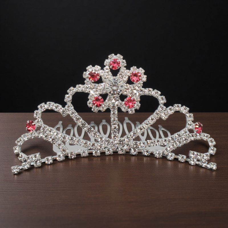 Dječja metalna kruna za glavu, korejskog stila, s češljem, elektroplatirana, pojedinačno pakirana, mogućnost prilagodbe