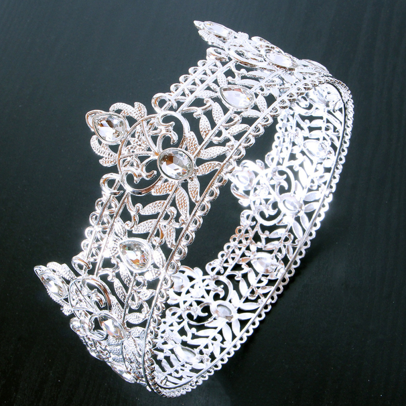 Ötvözetből készült korona fejfedő gyémántos kezeléssel – retro stílus, uniszex, teljes körű fejfedő