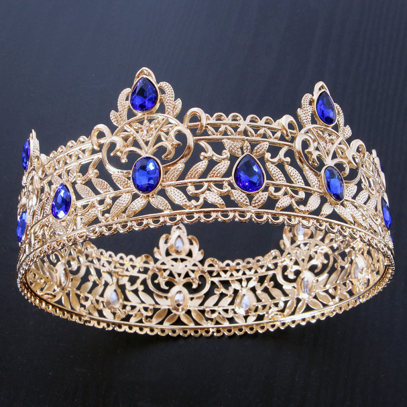 Ötvözetből készült korona fejfedő gyémántos kezeléssel – retro stílus, uniszex, teljes körű fejfedő