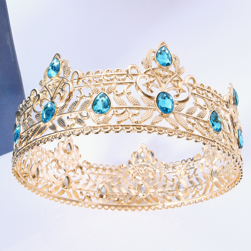 Ötvözetből készült korona fejfedő gyémántos kezeléssel – retro stílus, uniszex, teljes körű fejfedő