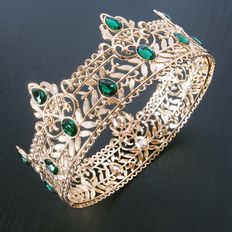 Ötvözetből készült korona fejfedő gyémántos kezeléssel – retro stílus, uniszex, teljes körű fejfedő