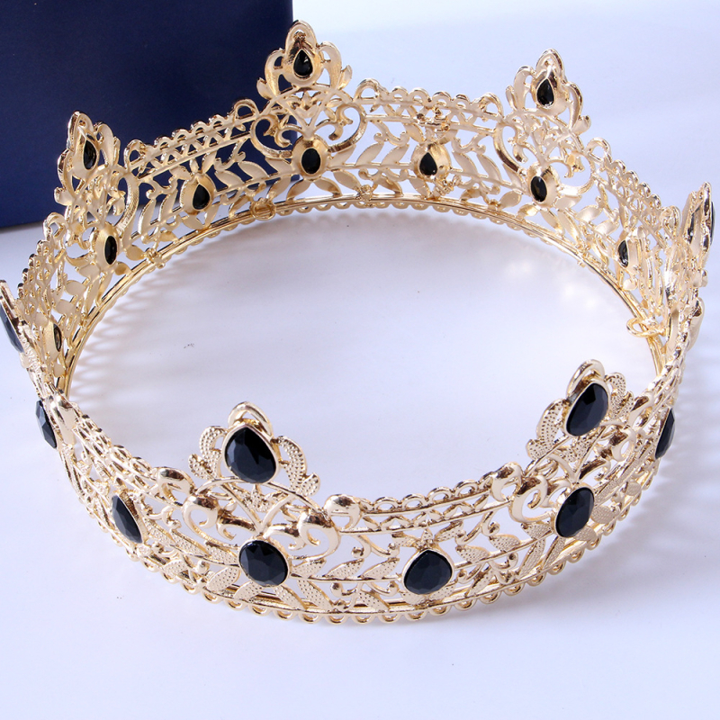 Ötvözetből készült korona fejfedő gyémántos kezeléssel – retro stílus, uniszex, teljes körű fejfedő