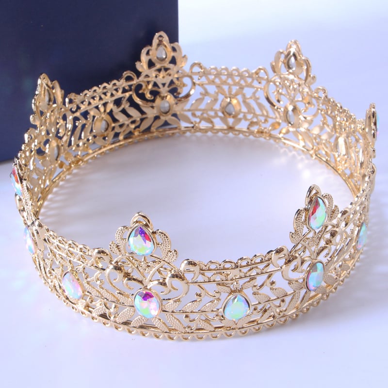 Ötvözetből készült korona fejfedő gyémántos kezeléssel – retro stílus, uniszex, teljes körű fejfedő