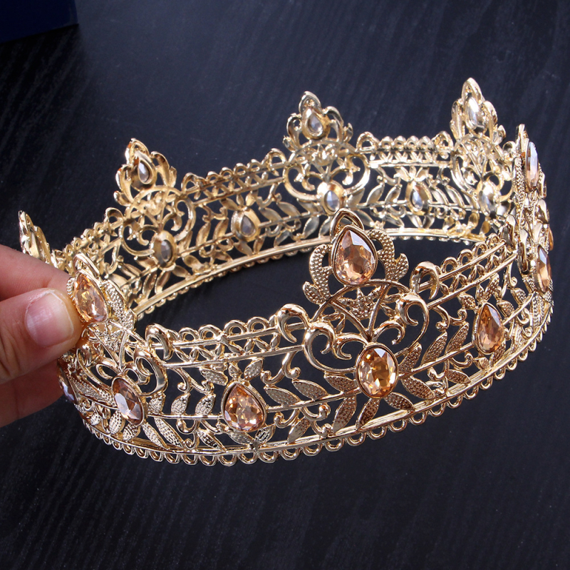 Ötvözetből készült korona fejfedő gyémántos kezeléssel – retro stílus, uniszex, teljes körű fejfedő