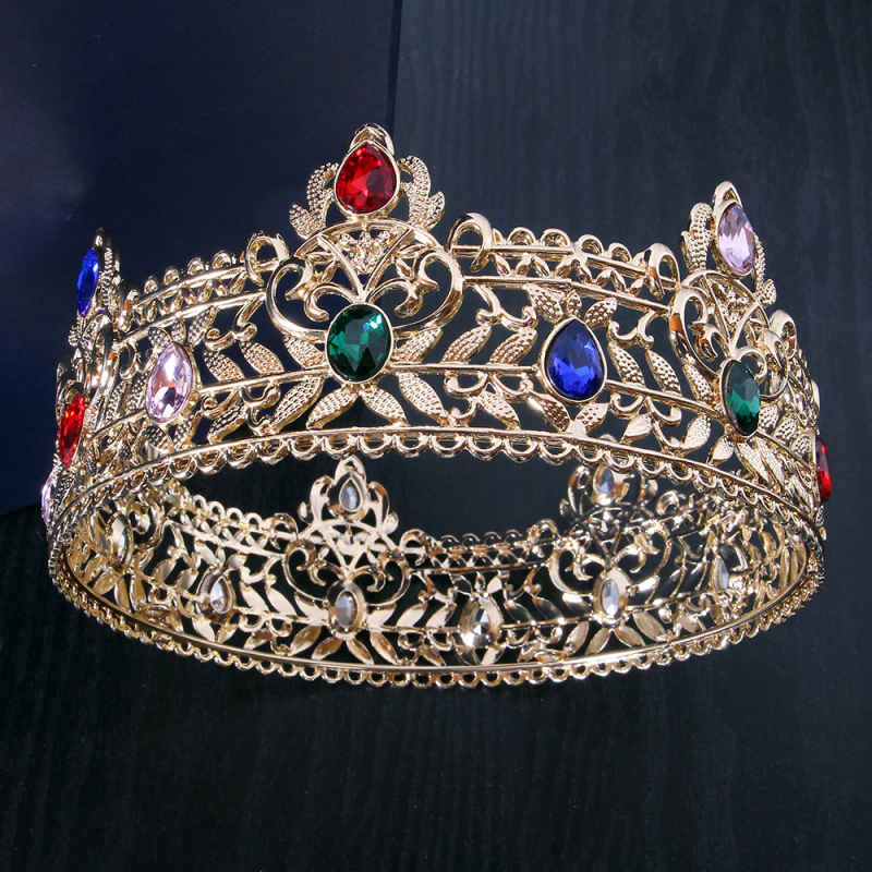 Ötvözetből készült korona fejfedő gyémántos kezeléssel – retro stílus, uniszex, teljes körű fejfedő