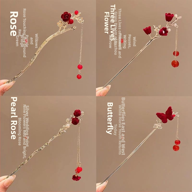 Juukseklips bojtidega, hiina stiilis Han dinastia inspiratsioon, sulamaterjal, 2021. aasta suvine väljaanne