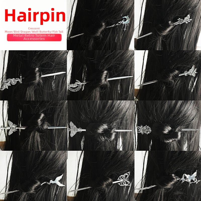 Metallist juukseklips vanam stiilile loomade/zodiaki motiiviga, elektroplaatimine, 2024 sügis