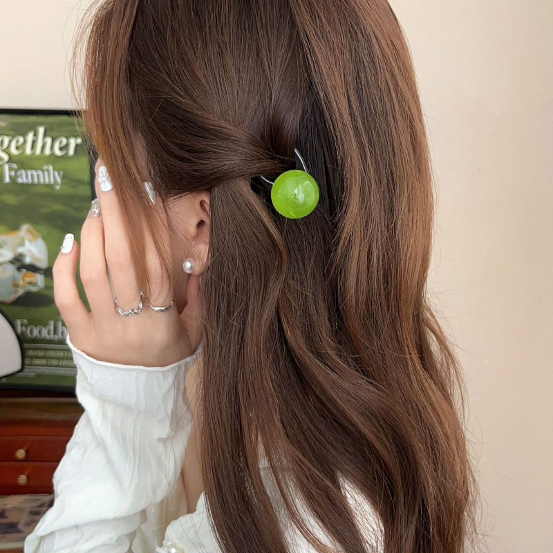 U-kujuline juukseklips ümmarguse helmiga, etnilise stiiliga, materjal: atsetaat