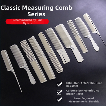 SUAVECITO matu ķemme ar mērlaukām, ciets plastiks, divpusēja, frizieru salonam, vīriešiem un sievietēm, licencēta privātā zīmola etiķete