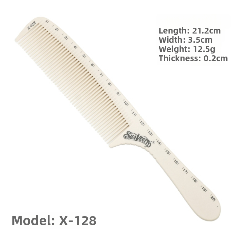 SUAVECITO matu ķemme ar mērlaukām, ciets plastiks, divpusēja, frizieru salonam, vīriešiem un sievietēm, licencēta privātā zīmola etiķete