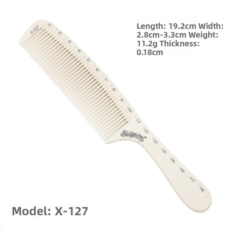 SUAVECITO matu ķemme ar mērlaukām, ciets plastiks, divpusēja, frizieru salonam, vīriešiem un sievietēm, licencēta privātā zīmola etiķete