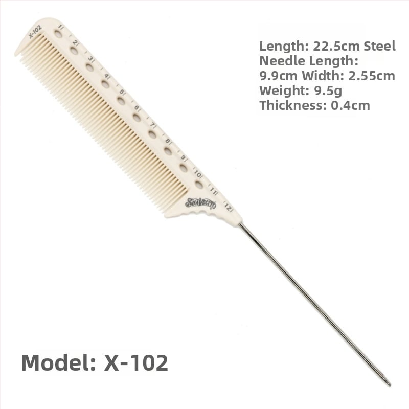 SUAVECITO matu ķemme ar mērlaukām, ciets plastiks, divpusēja, frizieru salonam, vīriešiem un sievietēm, licencēta privātā zīmola etiķete