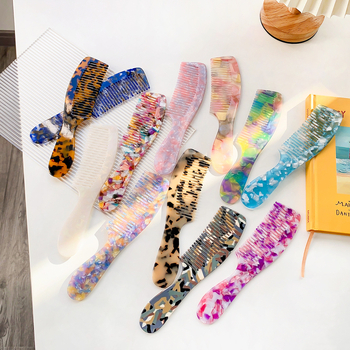 Pieptene de îndreptat părul din acetat, stil vintage, manufactură manuală, design geometric, brand Perfia