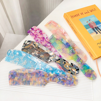 Pieptene de îndreptat părul din acetat, stil vintage, manufactură manuală, design geometric, brand Perfia