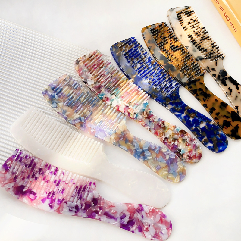 Pieptene de îndreptat părul din acetat, stil vintage, manufactură manuală, design geometric, brand Perfia