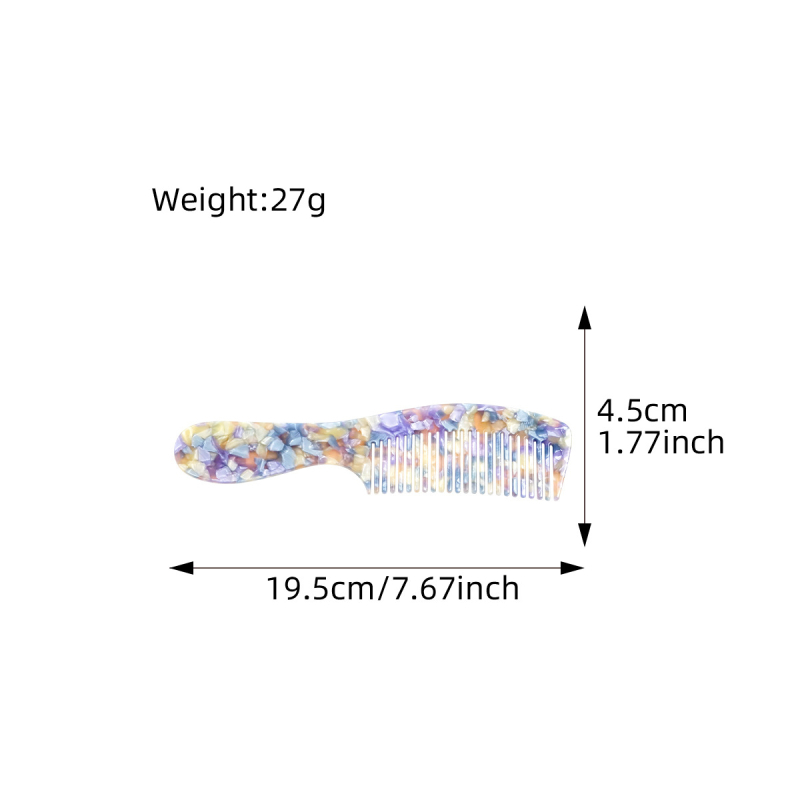 Pieptene de îndreptat părul din acetat, stil vintage, manufactură manuală, design geometric, brand Perfia