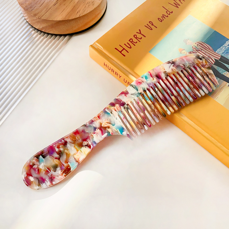 Pieptene de îndreptat părul din acetat, stil vintage, manufactură manuală, design geometric, brand Perfia