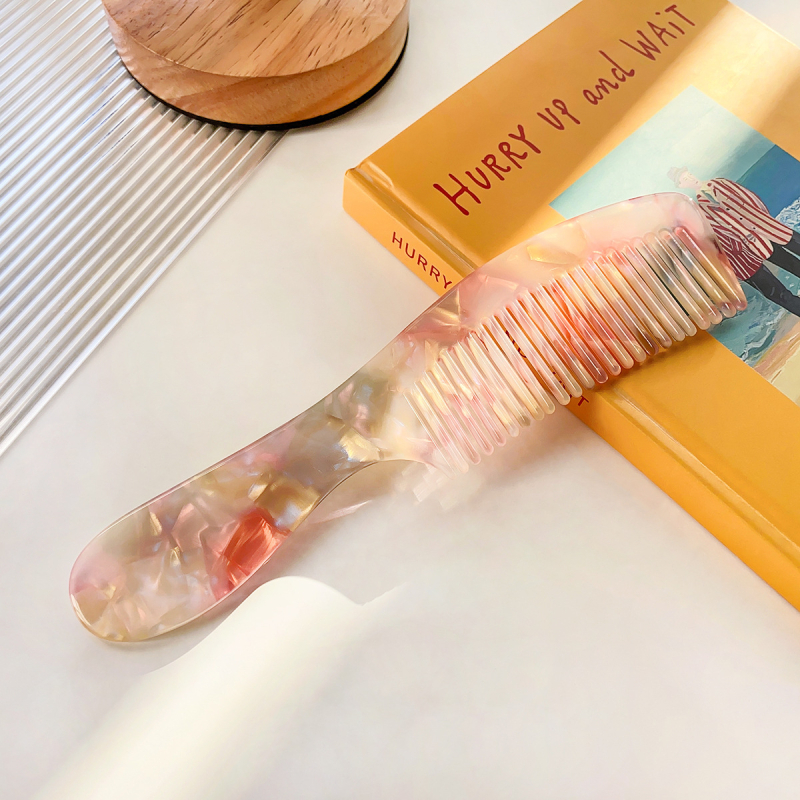 Pieptene de îndreptat părul din acetat, stil vintage, manufactură manuală, design geometric, brand Perfia