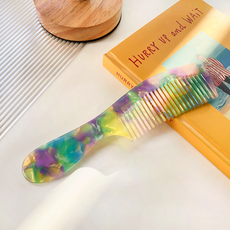 Pieptene de îndreptat părul din acetat, stil vintage, manufactură manuală, design geometric, brand Perfia