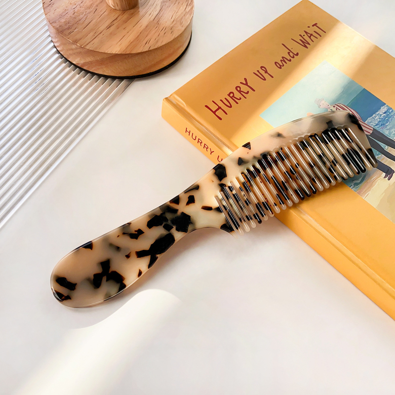 Pieptene de îndreptat părul din acetat, stil vintage, manufactură manuală, design geometric, brand Perfia