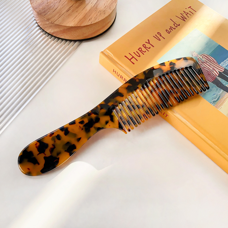 Pieptene de îndreptat părul din acetat, stil vintage, manufactură manuală, design geometric, brand Perfia