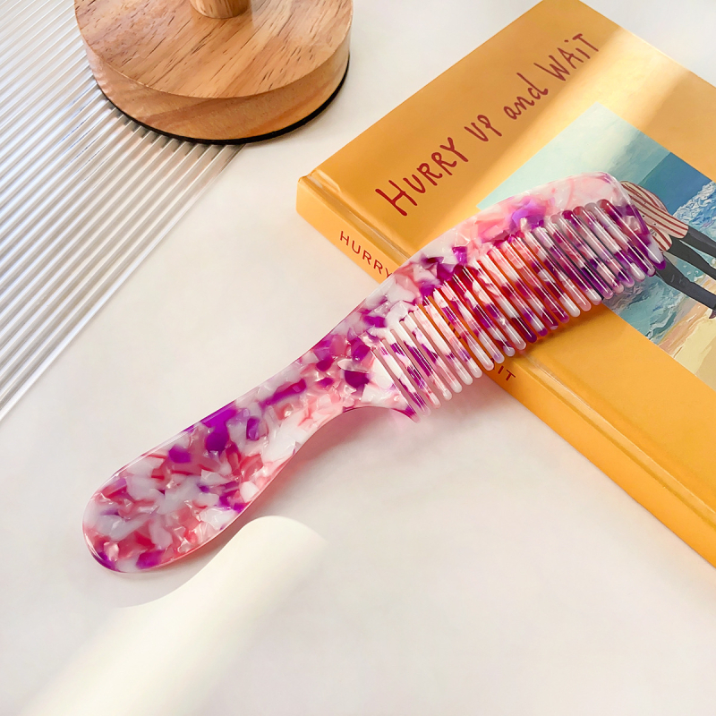 Pieptene de îndreptat părul din acetat, stil vintage, manufactură manuală, design geometric, brand Perfia