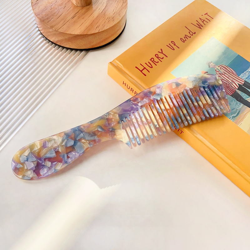 Pieptene de îndreptat părul din acetat, stil vintage, manufactură manuală, design geometric, brand Perfia