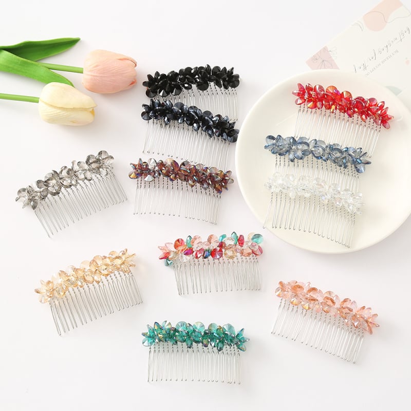 Kristallist juuksekamm naistele, loomulik stiil, käsitöö, kunstlik kristall, geomeetriline disain