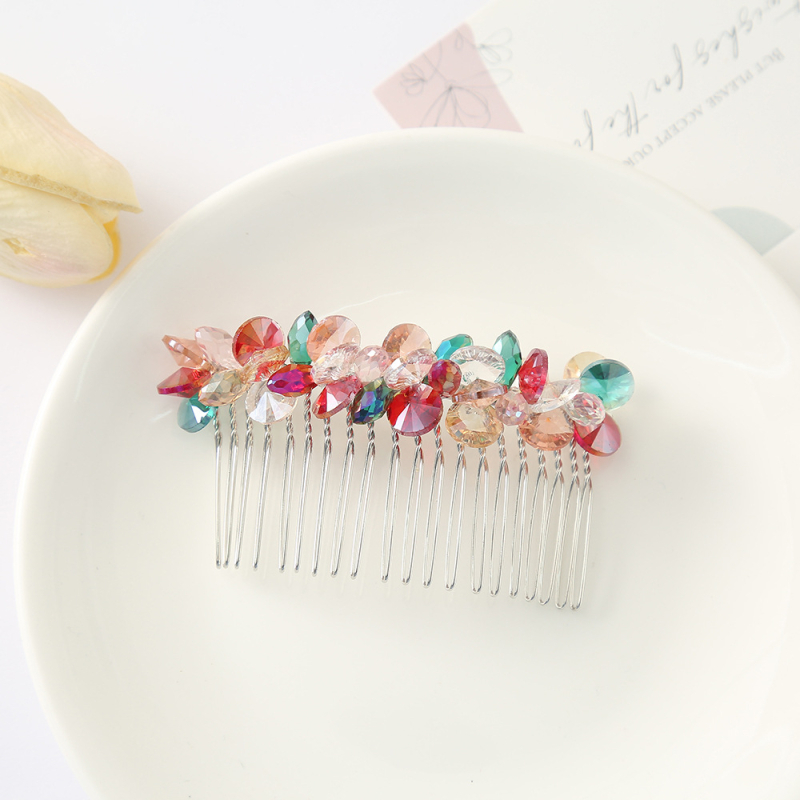 Kristallist juuksekamm naistele, loomulik stiil, käsitöö, kunstlik kristall, geomeetriline disain