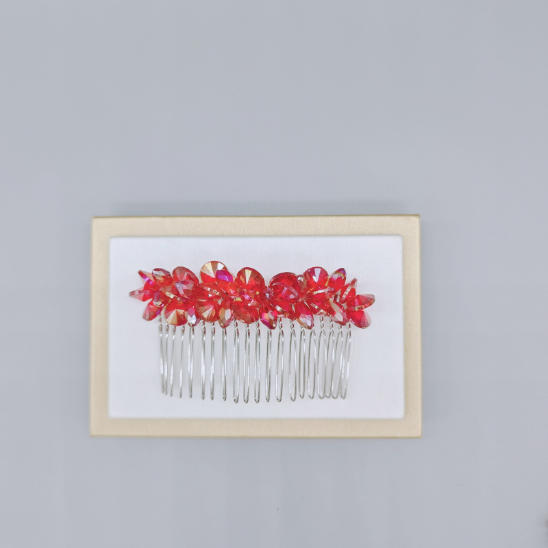 Kristallist juuksekamm naistele, loomulik stiil, käsitöö, kunstlik kristall, geomeetriline disain