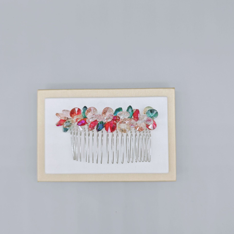 Kristallist juuksekamm naistele, loomulik stiil, käsitöö, kunstlik kristall, geomeetriline disain