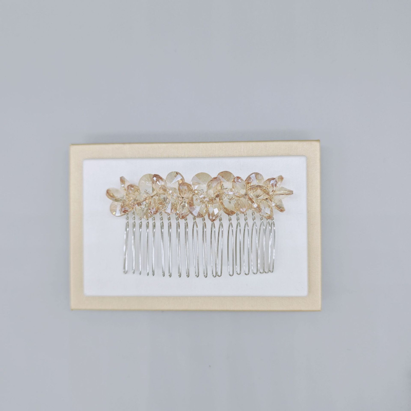 Kristallist juuksekamm naistele, loomulik stiil, käsitöö, kunstlik kristall, geomeetriline disain