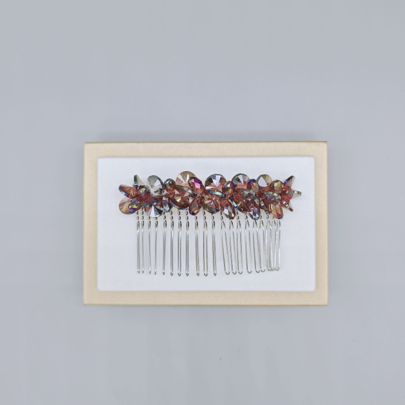 Kristallist juuksekamm naistele, loomulik stiil, käsitöö, kunstlik kristall, geomeetriline disain