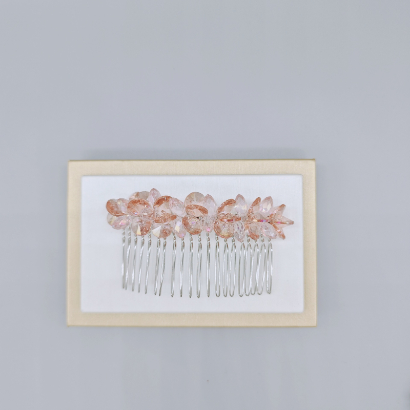 Kristallist juuksekamm naistele, loomulik stiil, käsitöö, kunstlik kristall, geomeetriline disain