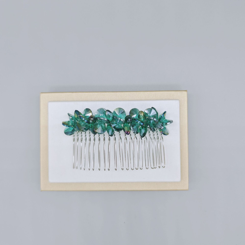 Kristallist juuksekamm naistele, loomulik stiil, käsitöö, kunstlik kristall, geomeetriline disain